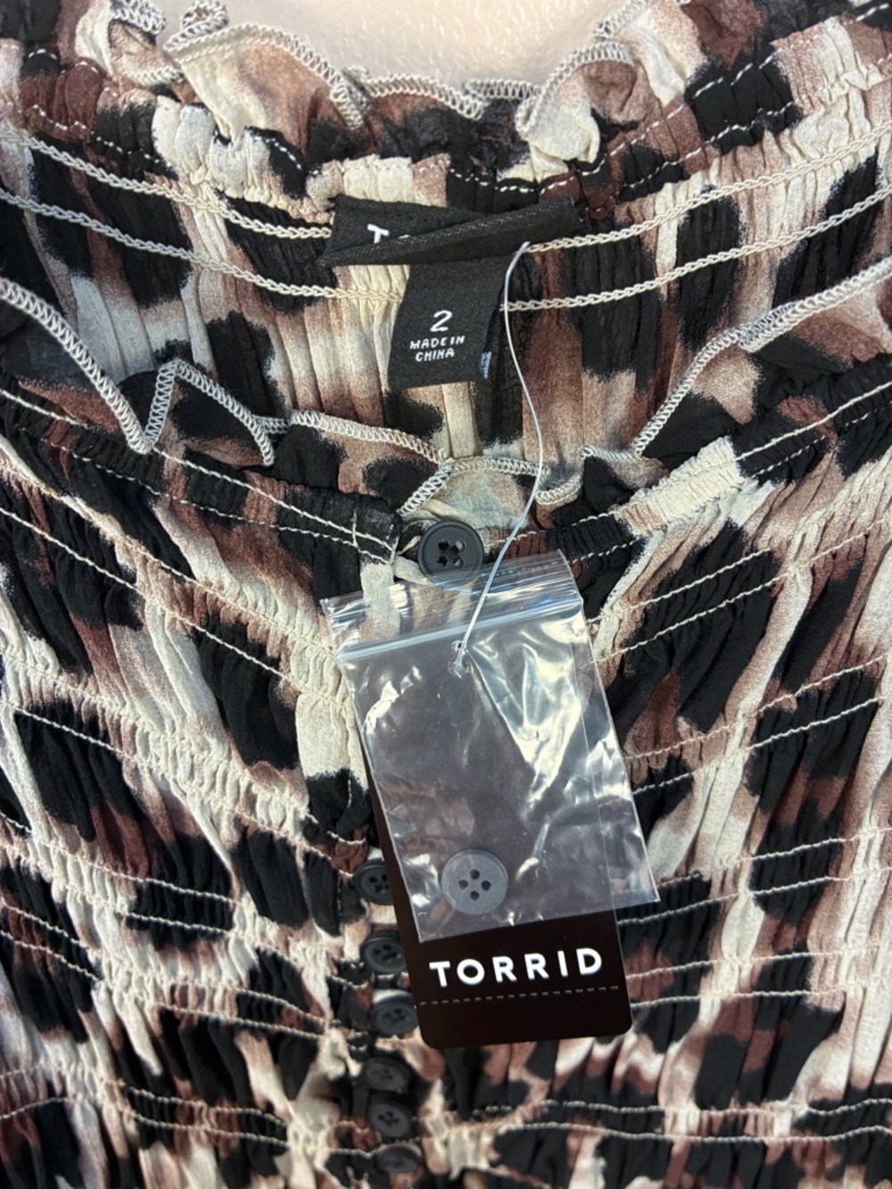 Torrid Chiffon Leopard Print Button Up Tunic Dress - Picture 5 of 9